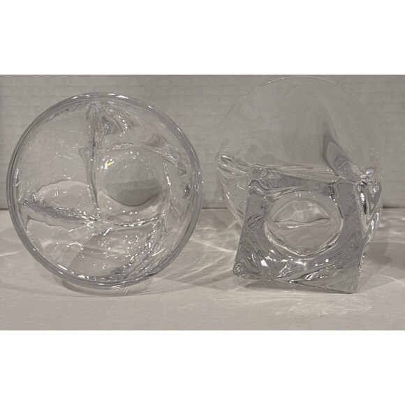 Set of 2 Mikasa Crystal "Motion" Twist Base Double Old Fashioned Glasses 3 3/4" - Picture 4 of 6